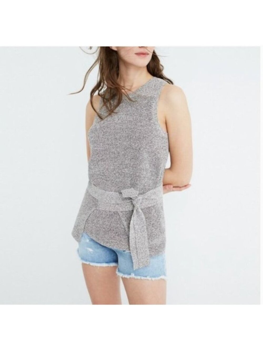 Madewell Grey Wrap Waist Knit Tank Top  Size Medium